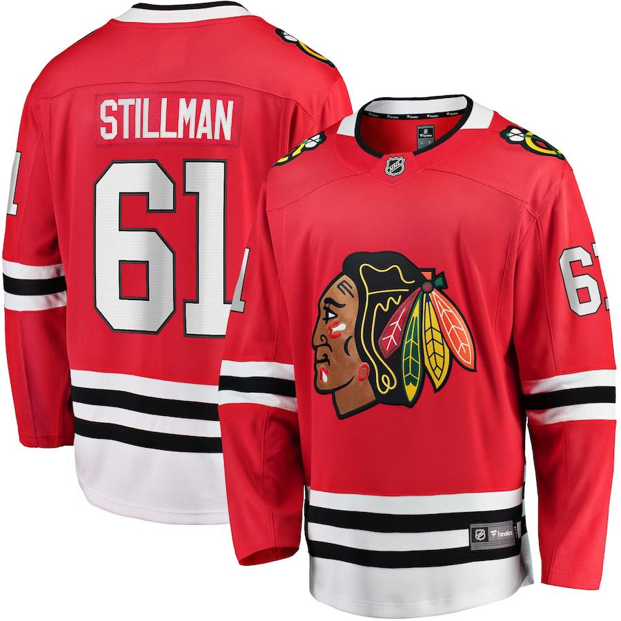 Men Chicago Blackhawks #61 Riley Stillman Fanatics Branded Red Home Breakaway Player NHL Jersey->chicago blackhawks->NHL Jersey